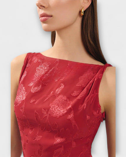 Samira - Elegantes Rückenfreies Schnür-Jacquard-Maxikleid