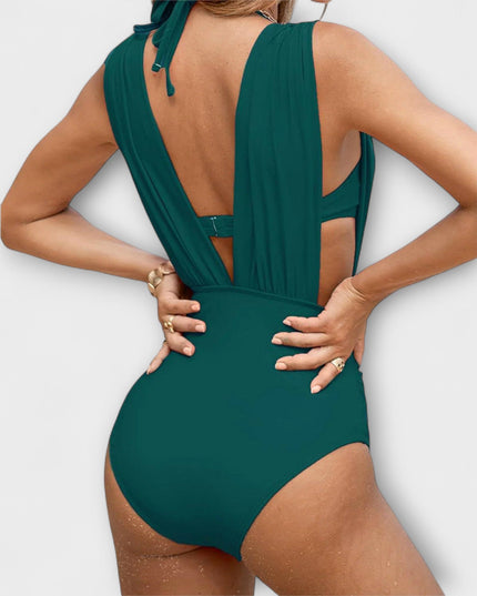 Carolina - Formender Badeanzug mit tiefem Ausschnitt & verstellbarem Halter
