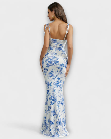 Kathrin - Floral Print Prom Dress mit gebundenen Schulterträgern