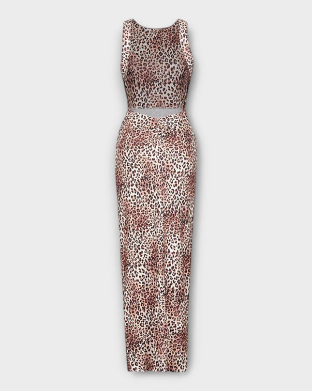 Lina - Maxikleid mit Leopardenmuster und Rückenfreischnitt