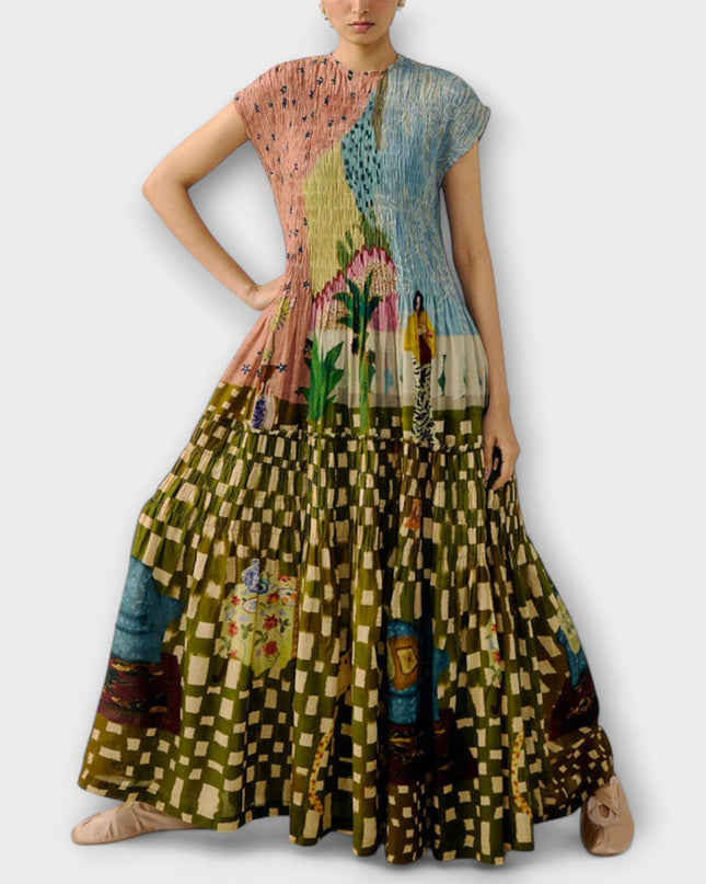 Kerstin - Plissiertes Kleid mit Animal-Print