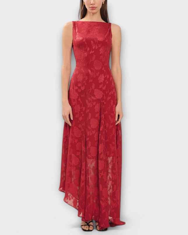Samira - Elegantes Rückenfreies Schnür-Jacquard-Maxikleid