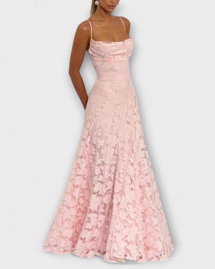 Christina - Schickes Floral-Spitzen-Maxikleid mit Spaghettiträgern
