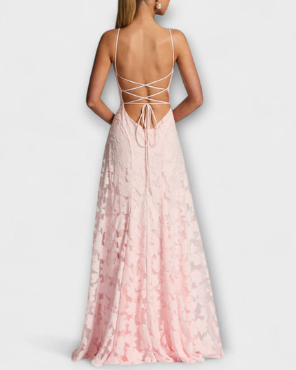 Christina - Schickes Floral-Spitzen-Maxikleid mit Spaghettiträgern