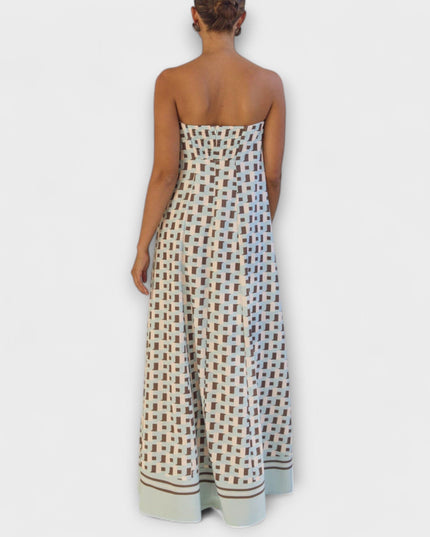 Britta - Einzigartiges geometrisches Off-Shoulder Maxi-Kleid
