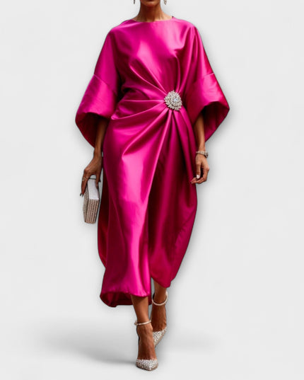 Oda - Luxe Shimmer Satin Langkleid