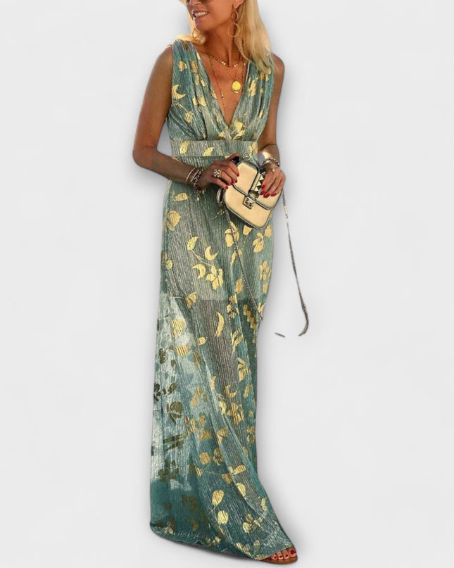 Sybilla - Fließendes Kleid mit V-Ausschnitt und Pailletten-Details