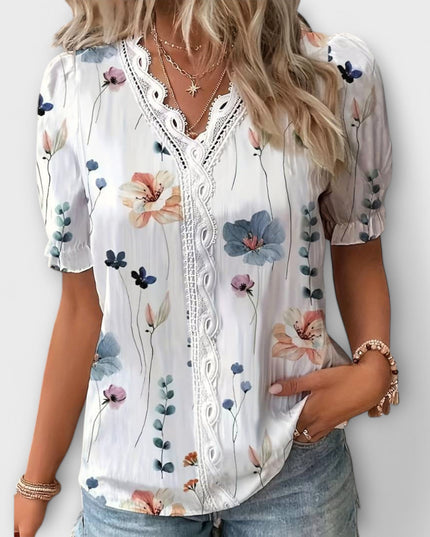 Emily - Modische Bluse mit spitzem Ausschnitt
