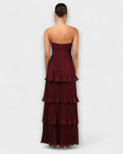 Ida - Trägerloses, gestuftes Maxikleid