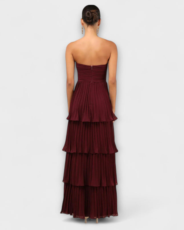 Ida - Trägerloses, gestuftes Maxikleid