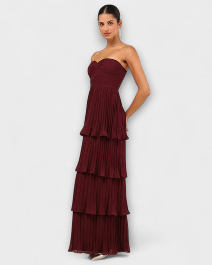 Ida - Trägerloses, gestuftes Maxikleid