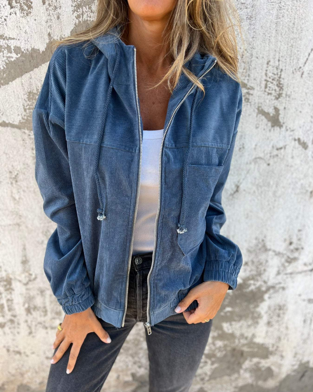 Kristen - Corduroy Kapuzenjacke mit Reißverschluss