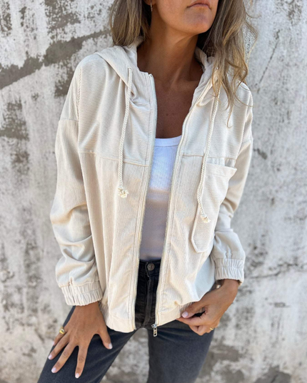 Kristen - Corduroy Kapuzenjacke mit Reißverschluss