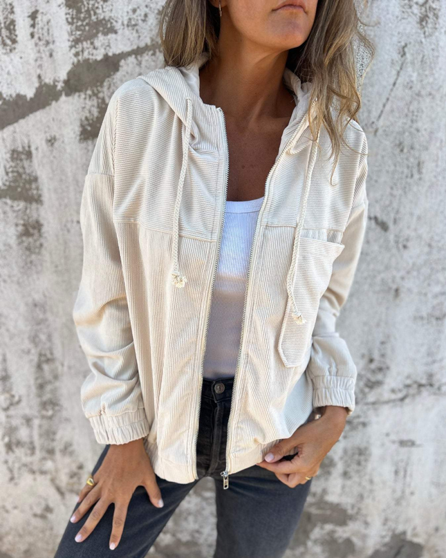 Kristen - Corduroy Kapuzenjacke mit Reißverschluss