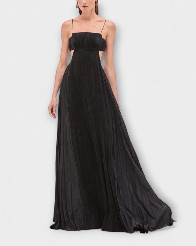Tamina - Schickes Plissiertes Cutout Fließendes Maxikleid