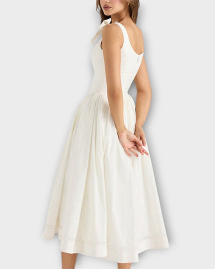 Ilona - Weißes Midi-Kleid mit Schleifendetail