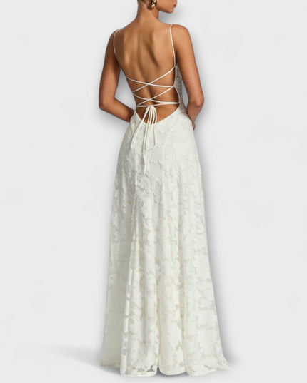 Christina - Schickes Floral-Spitzen-Maxikleid mit Spaghettiträgern