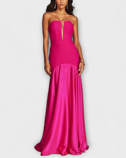 Christa - Schulterfreies Maxikleid mit V-Ausschnitt