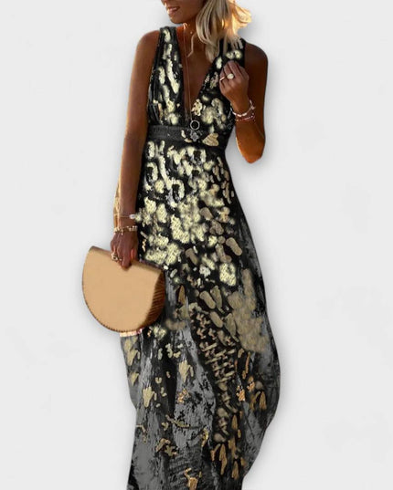 Sybilla - Fließendes Kleid mit V-Ausschnitt und Pailletten-Details