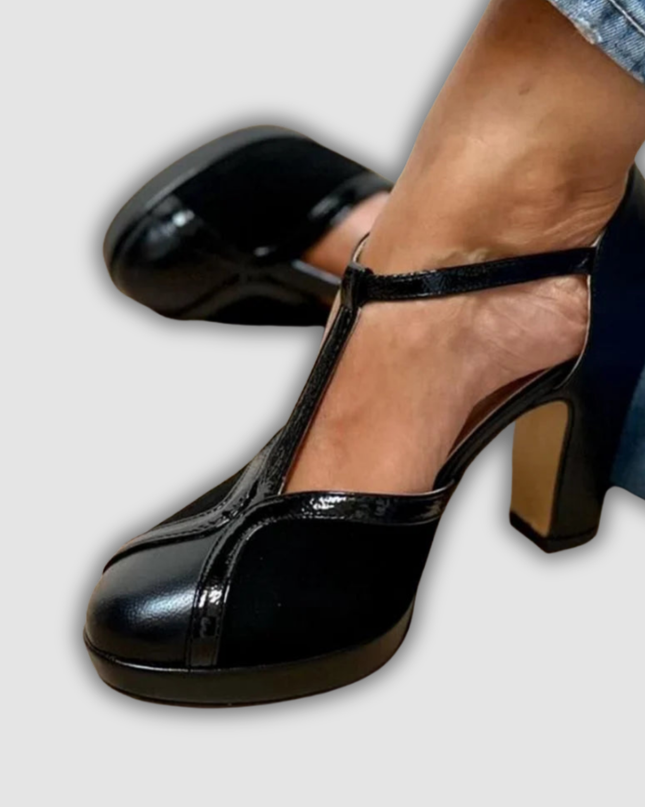 Yara - T-Riemen-Pumps mit Plateau