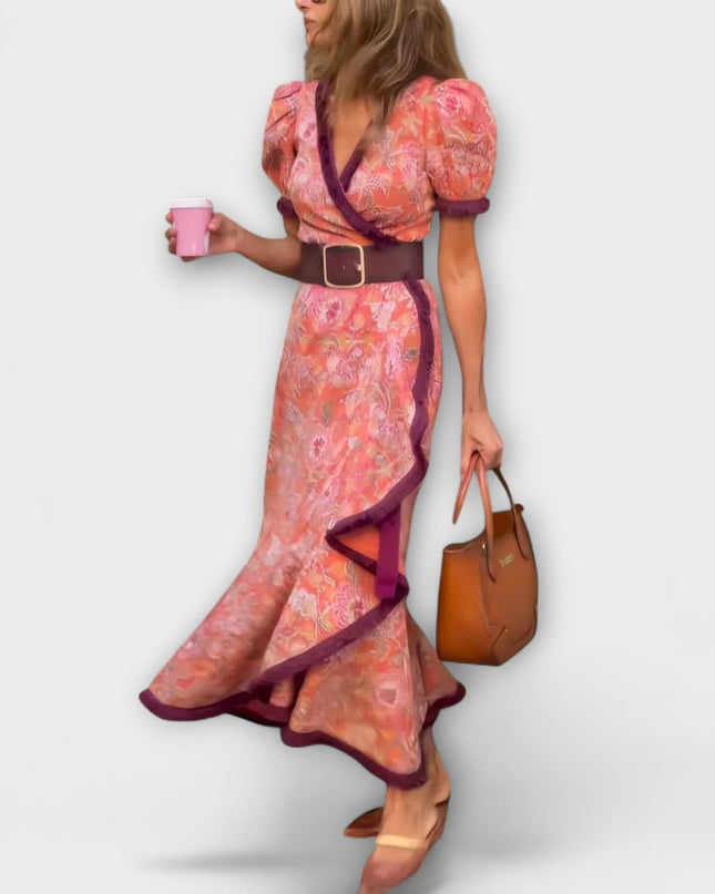 Jacqueline - Elegantes Maxi-Kleid mit kurzen Ärmeln