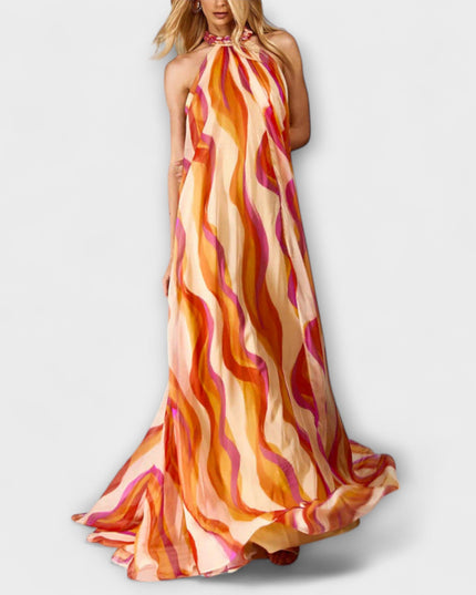 Erika - Schickes geflochtenes Maxikleid mit Wellenmuster