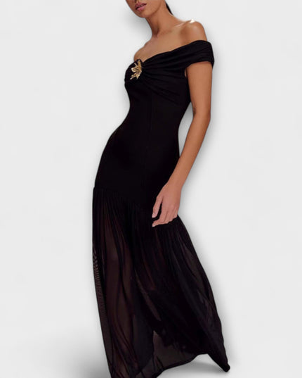 Gretchen - Schickes trägerloses Bodycon-Maxikleid mit floralen Verzierungen