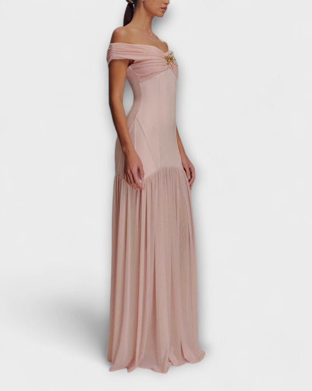Gretchen - Schickes trägerloses Bodycon-Maxikleid mit floralen Verzierungen