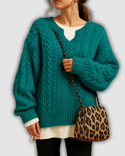 Taya - Atmungsaktiver Damenstrickpullover mit V-Ausschnitt
