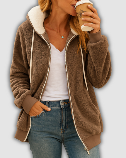 Wynne -Langes Damenfleecejacke mit Kapuze