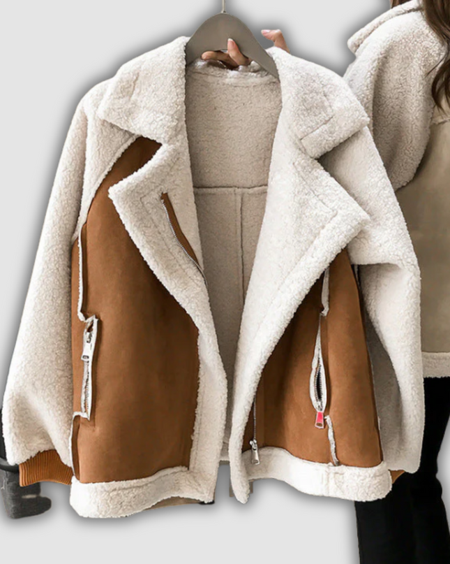 Anna - Jacke mit Reißverschluss aus Kunst-Lammfell