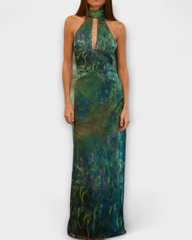 Henriette - Iris Druck Monet Maxikleid