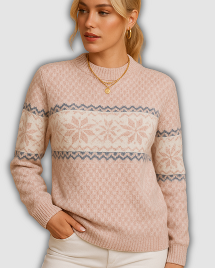Tahlia - Gestrickter Damenrollkragenpullover mit Schneeflocken