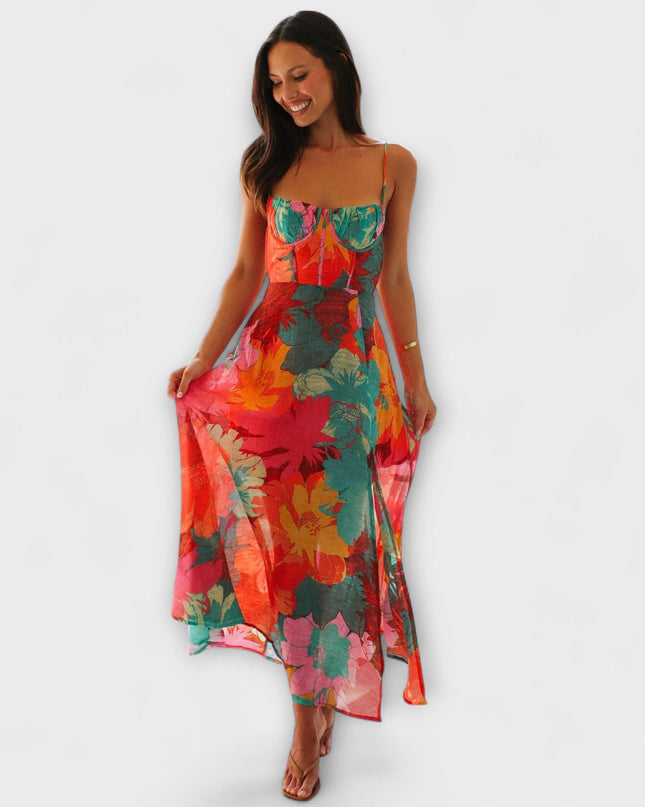 Heidrun - Blumendruck-Trägerkleid für Damen - Stilvoll und Verführerisch