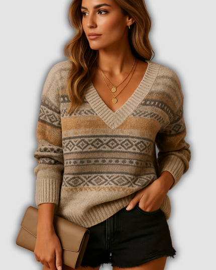 Selah - Eleganter Damenstrickpullover mit V-Ausschnitt
