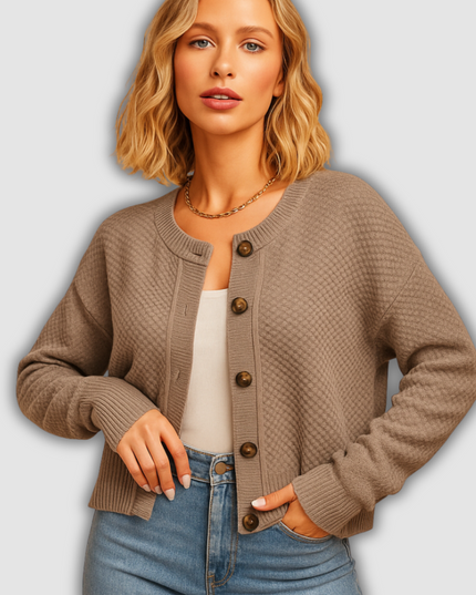 Gaia - Gestrickter Damencardigan mit Knöpfen