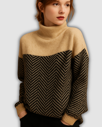 Jovie - Weicher gestrickter Damenpullover mit Fischgrätmuster