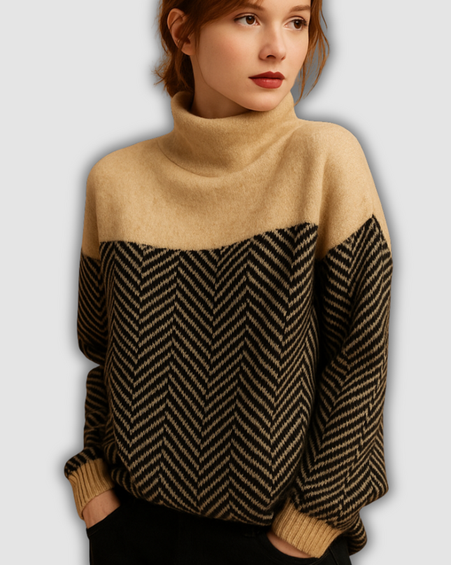 Jovie - Weicher gestrickter Damenpullover mit Fischgrätmuster