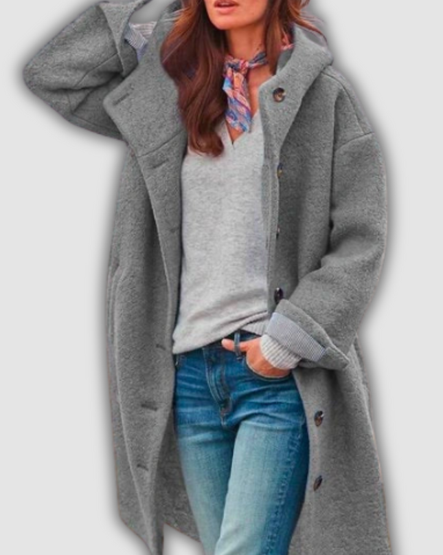 Lara - Eleganter Mantel mit langen Ärmeln und Knöpfen
