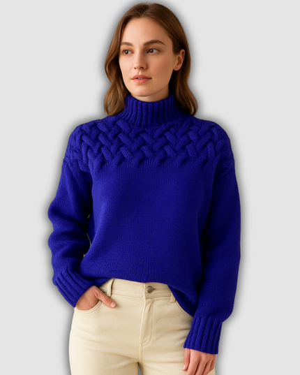 Isley - Langer Damenstrickpullover mit Rollkragen