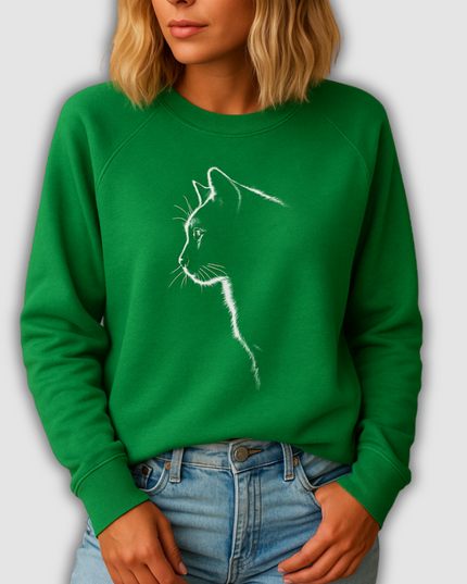 Dalia - Damenstrickpullover mit Katzenprint