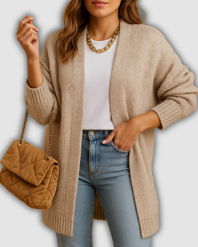 Nova - Klassische Damenstrickjacke mit offener Vorderseite