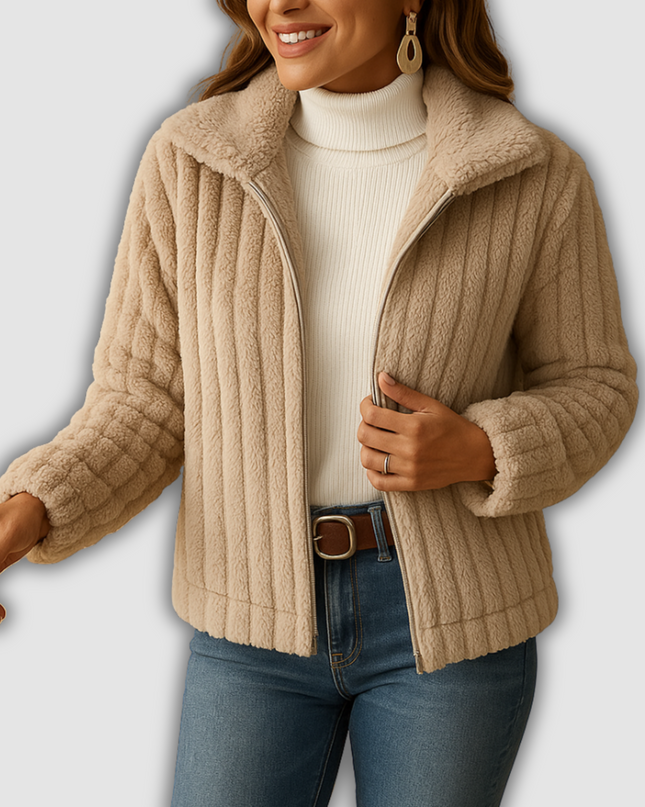 Riven - Langes Damenfleecejacke mit Stehkragen