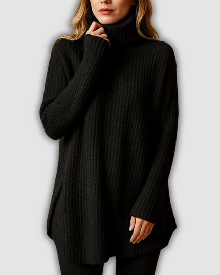 Celine - Langer warmer Pullover mit Print für Damen
