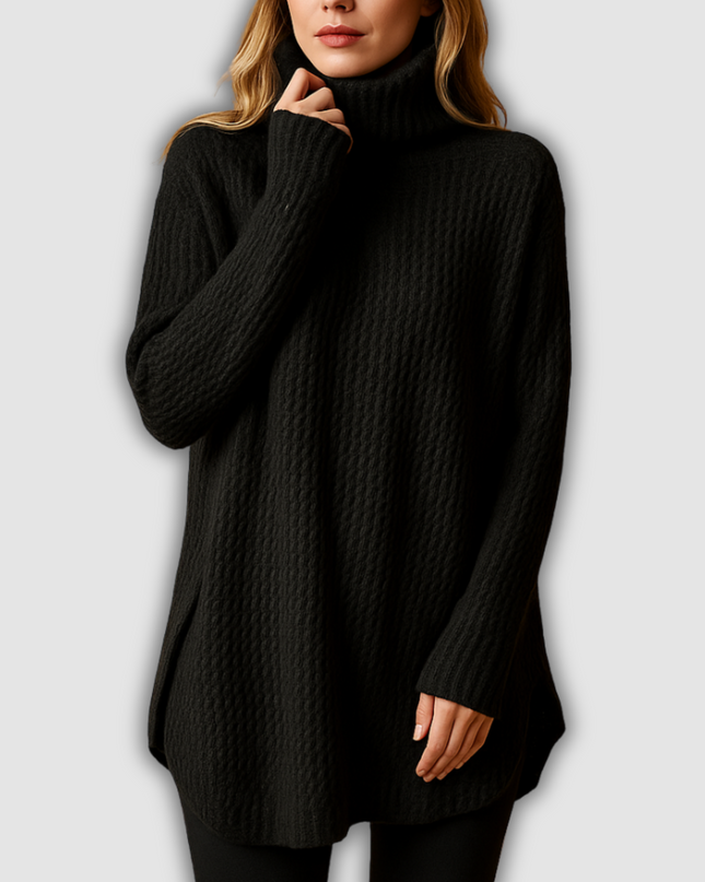 Celine - Langer warmer Pullover mit Print für Damen