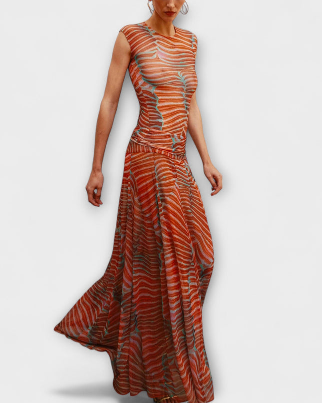 Phoenix - Schimmernder Wellen-Mesh-Bodysuit