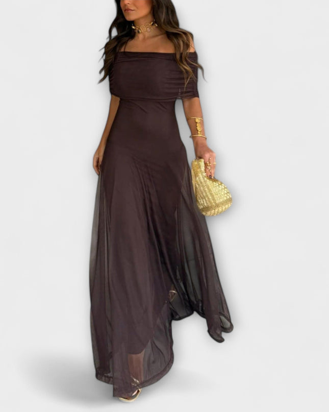 Anke - Toledo Ein-Schulter Mesh Maxi Kleid