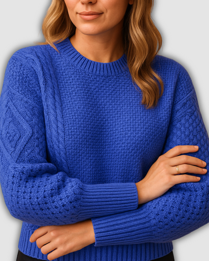 Maura - Gestrickter Damenpullover mit Rundhalsausschnitt