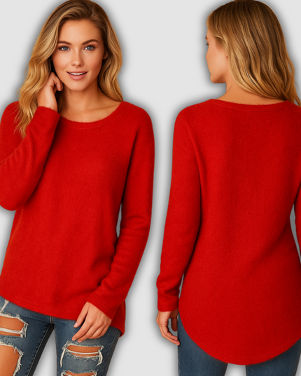 Xanthe - Leichter gestrickter Damenpullover mit Rundhalsausschnitt