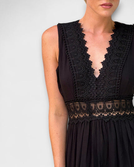 Hannelore - Elegantes V-Ausschnitt Spitzenkleid